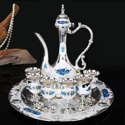 8 pezzi/set kit vassoio bollitore per tazza di vino in lega di zinco retrò, decorazioni per la casa, contenitori, indumenti da cucina, bicchieri