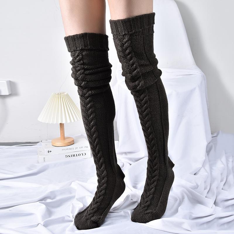Stacked Socks Popular Fashion Trend Models Knee-High Socks Lengthened Knitted Socks Long Long Woolen Women's Socks