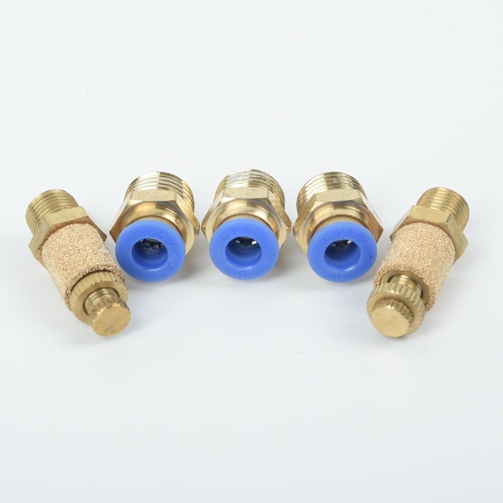 DC 12V 5 Way Pneumatic Electric Solenoid Valve Control Silencers 1/8 UK