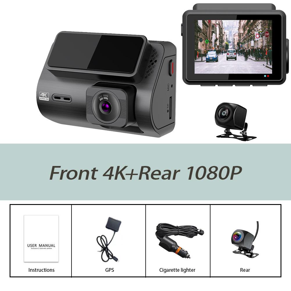 

2-канальный WIFI GPS автомобильный видеорегистратор Dashcam HD 4K+1080P передний и задний двойной объектив черный ящик автомобильные аксессуары none