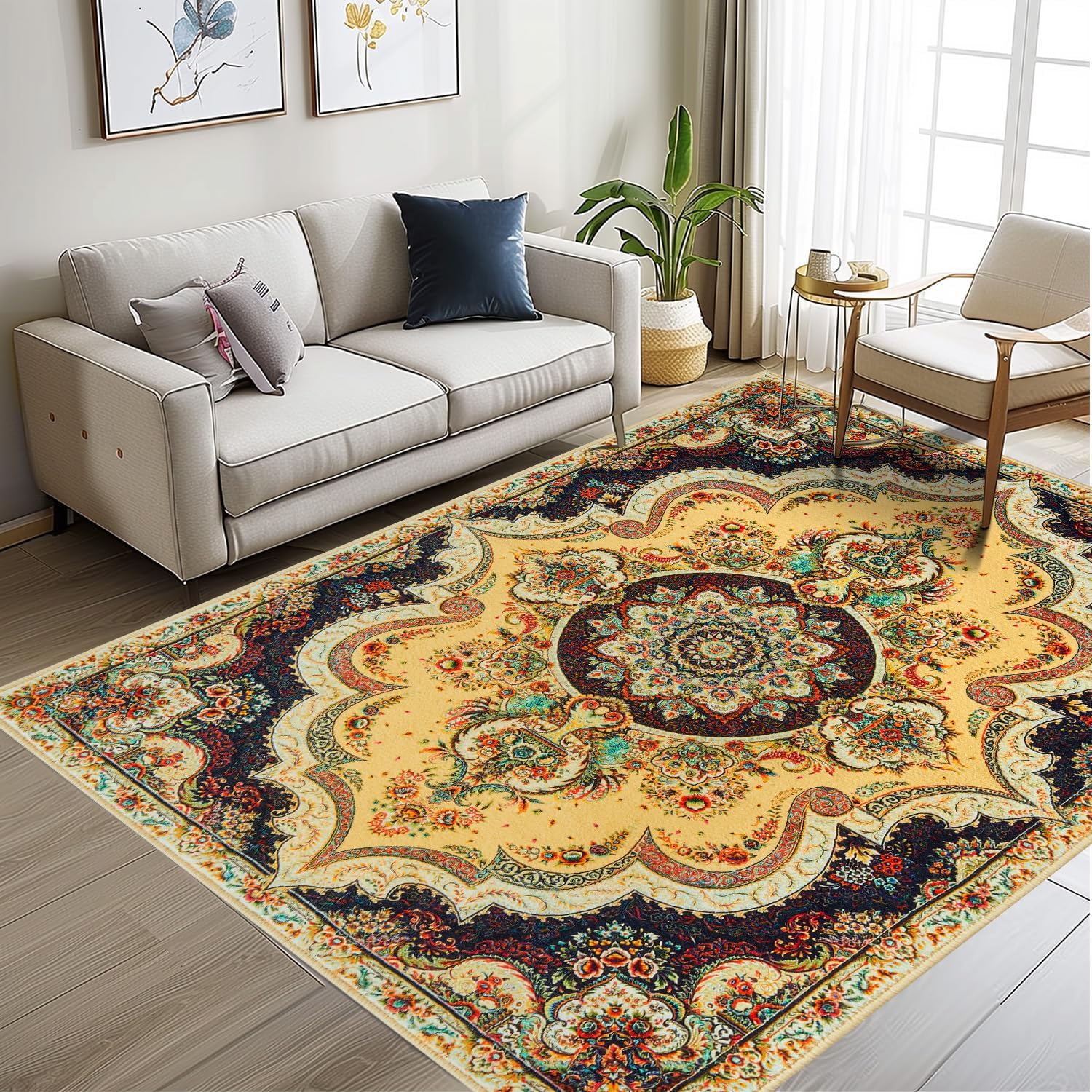 

VIKAMA Персидский Экзотический Этнический Узор Стеганое Одеяло, Ковер для Гостиной, Прикроватный Ковер для Домашней Спальни, Украшение Дома 50X80CM(1.6X2.6FT