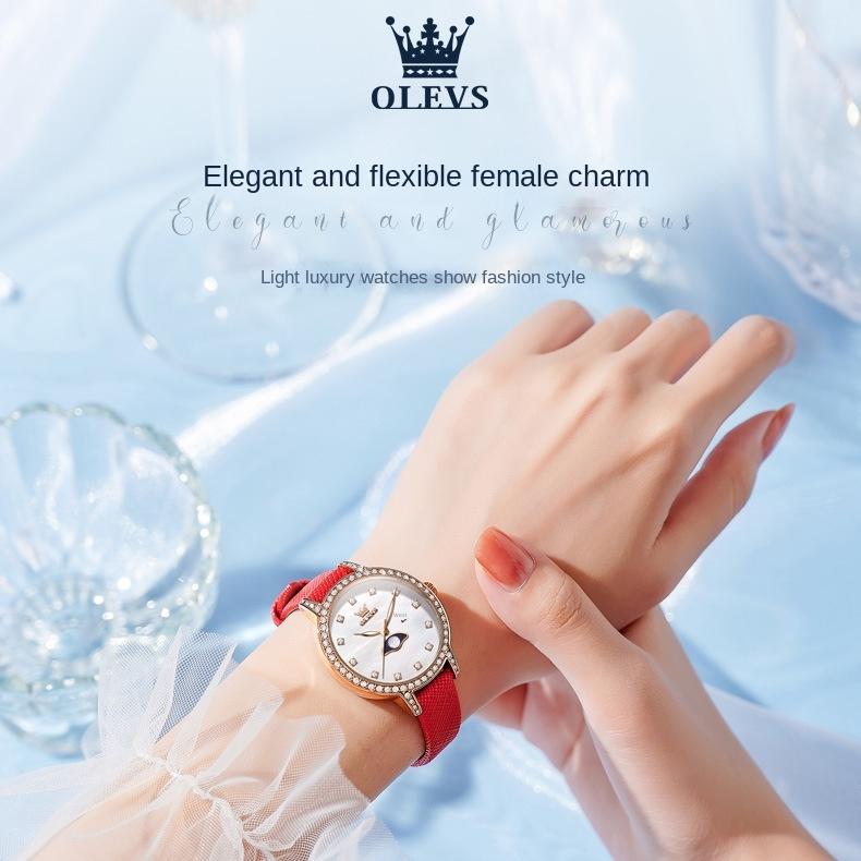 OLEVS Modeuhr Diamant Set Quarzuhr mit Kalender Damenuhr Damenuhr