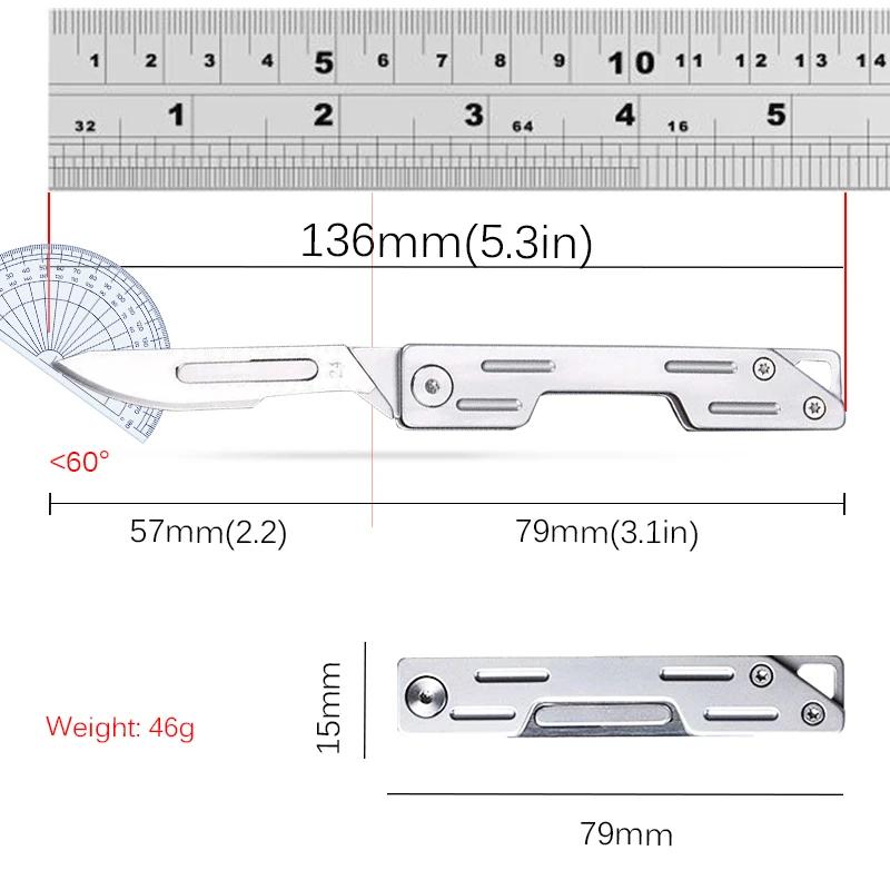 Portable Folding Knife Stainless Steel EDC Keychain Pocket Knife with 10pcs Replaceable Blades Unpacking Craft Cutting Knife Kit