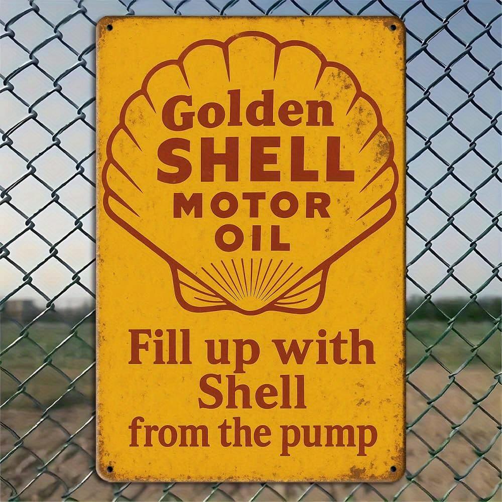 

Vintage Golden Shell metal sign, 20x30cm retro decor. чистий