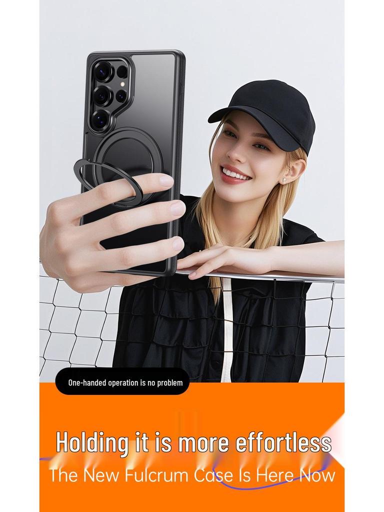 Samsung S26 Ultra Magnetische Handyhülle mit drehbarem Ständer und transparenter Abdeckung für S25 Plus