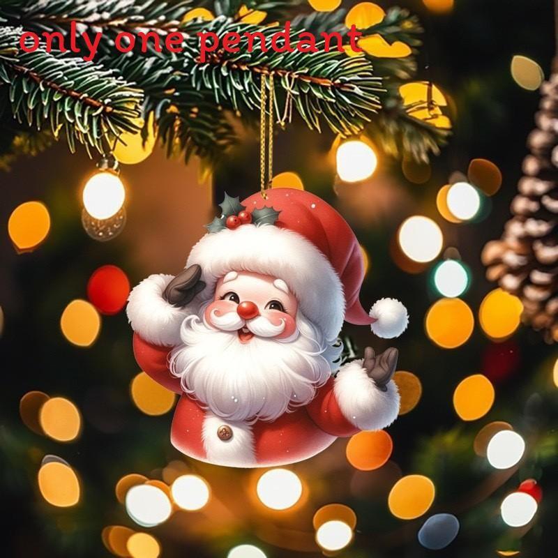 Car Cartoon Acrylic Ornament With Santa Claus Design For Decoration Vehicle