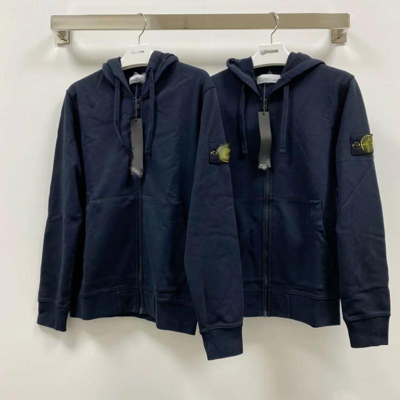 Bluza z kapturem rozpinana z haftem kamieniami – Casualowa gładka bluza sportowa – Unisex