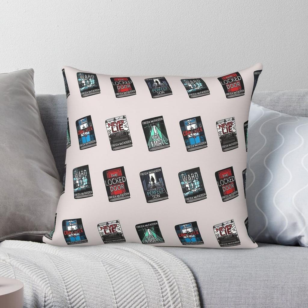Freida Mcfadden Books Square Pillowcase Polyester Linen Velvet Pattern Zip Decor Car Cushion Cover