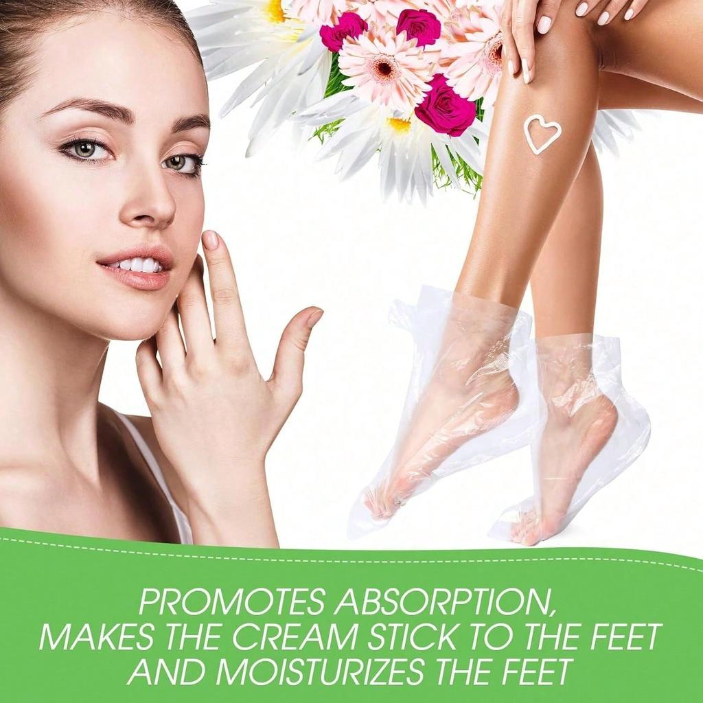 100pcs Disposable Plastic Foot Covers For Feet – Leak-Proof Paraffin Wax Bath Liners, Moisturizing Socks For Pedicure, Spa