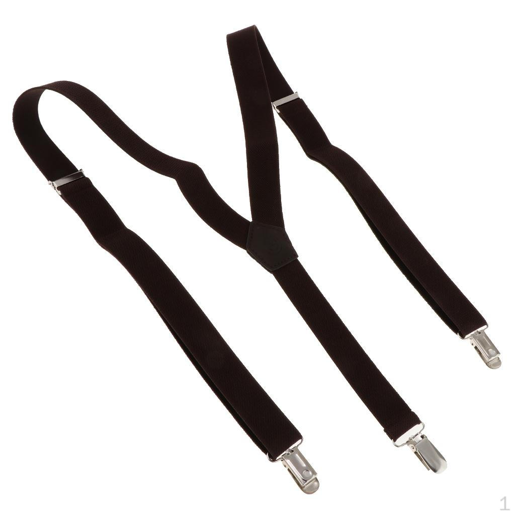 For Men 3 Clips Wide Y Back Elastic Suspenders Strong Metal