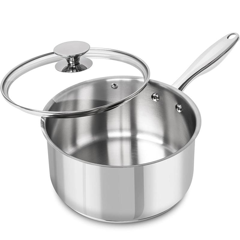 MICHELANGELO 3 Quart Saucepan with Glass Lid Stainless Steel Stew Pot Thick Bottom Stock Pots Induction Nonstick Sauce Pot