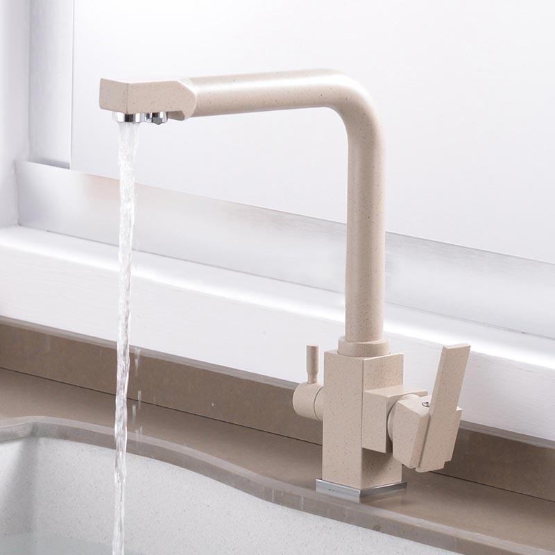 Gold Filter Kitchen Faucet Drinking Water Single Hole Black Hot and cold Pure Water Sinks Deck Mounted Mixer Taps White