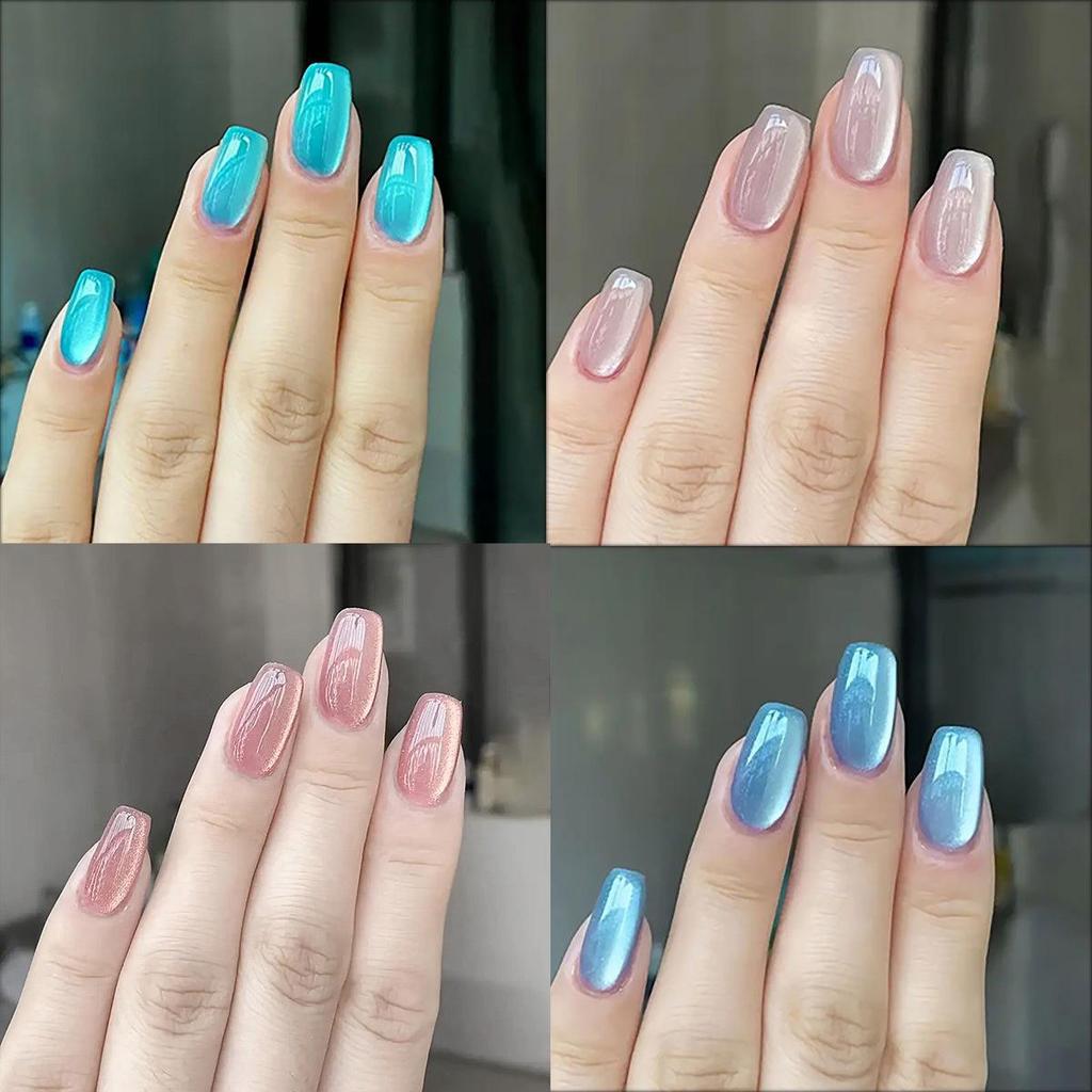 Autumn & Winter Skin-Brightening Cat Eye Press-On Nails - High-Grade, Cross-Color Nail Stickers