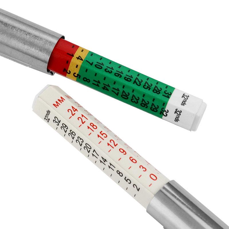 Tire Tread Depth Gauge: 0-25mm Measuring Ruler and Pen