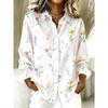 Plus Size Women's Long-sleeved Shirt Fresh Small Floral Loose Printed Shirt Colorful Small Flower Cluster Mid-length