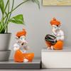 Musical Ganesha Pair for Home Decor | Brings Prosperity - (Orange and White, Pack of 2)(Resin)