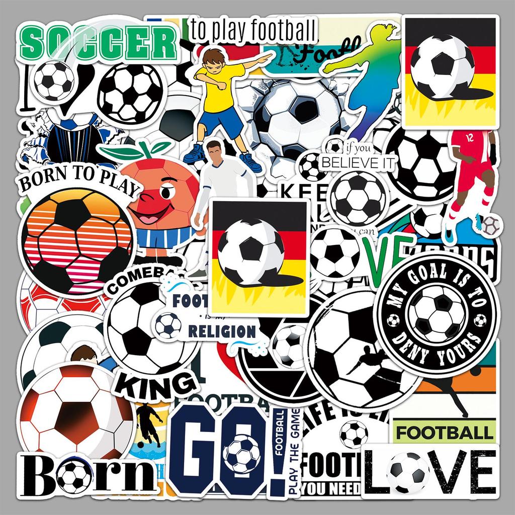 50 Waterproof Cartoon Football Graffiti Stickers for Phone & Suitcase