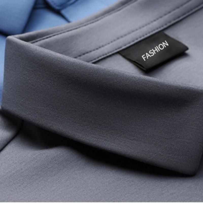 New Stretch Anti-Wrinkle Men's Shirts Long Sleeve Dress Shirts for Men Slim Fit Social Business Blouse Shirt