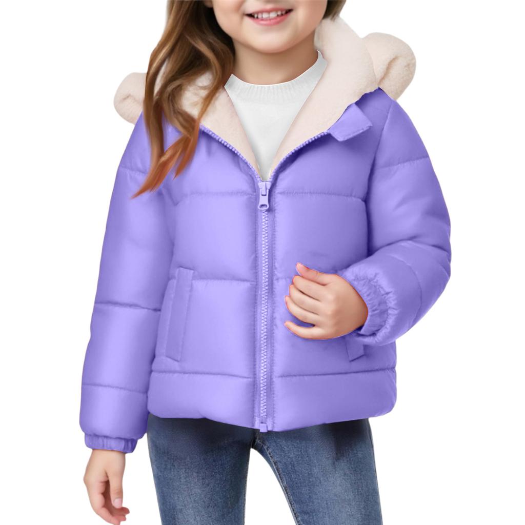 Kids' Ear Pocket Coat - Solid Color Short Cotton Jacket