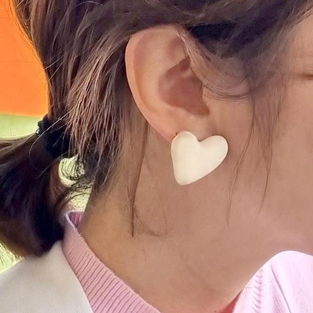 Women's Multi-Colored Heart Silver Needle Earrings