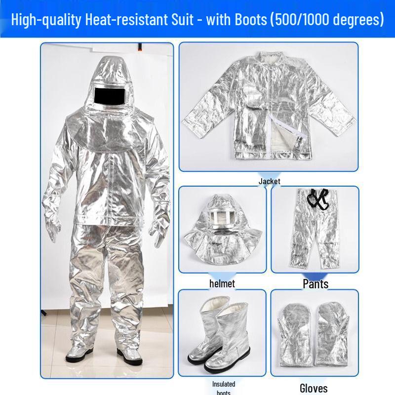 High-Temperature Aluminum Foil Heat-Resistant Suit 500-1000°C - Thickened, Split, Full-Body Protective Gear for Men and Women
