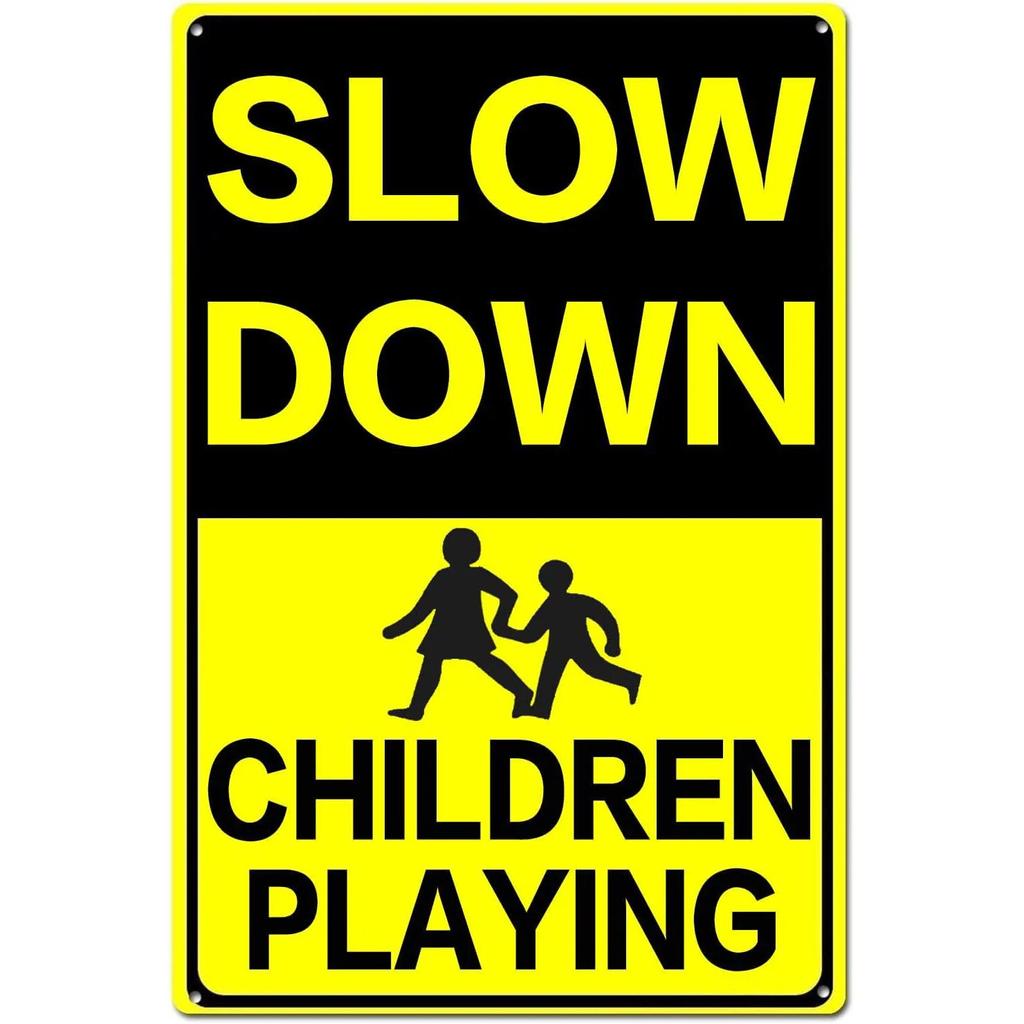 Retro Metalowe Tabliczki Spowalniaj Dzieci i Zwierzęta przy zabawie Plakaty Vintage do Domu Ogrodu Baru Jaskini Mężczyzny Kawiarni Dekoracja Ścienna Biura Prezent