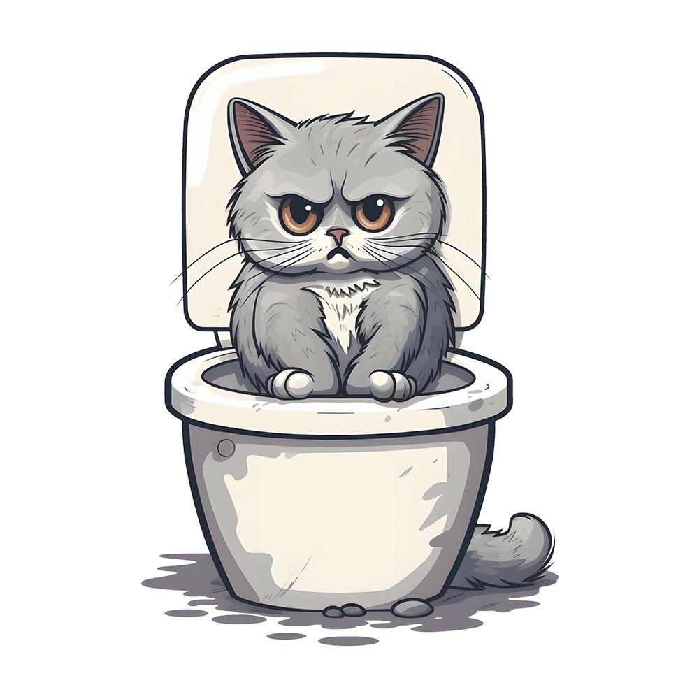 Angry Cat Toilet Stickers Bathroom Bathroom Home Decor Wall Stickers