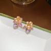 Monet Garden~ Dopamine Crystal Flower Stud Earrings Sweet Small Fresh Delicate Earrings Light Luxury Premium Earrings