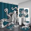Ocean Monster Octopus Print Shower Curtain Set Waterproof Bathroom Curtain Set With Rugs Toilet Cover Mat For Bathroom Decor