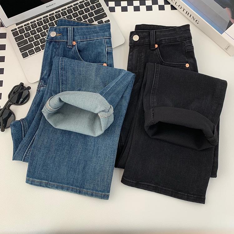 Premium Four-Way Stretch Wide-Leg Jeans for Women - Loose, Floor-Length, Perfect for Spring & Autumn