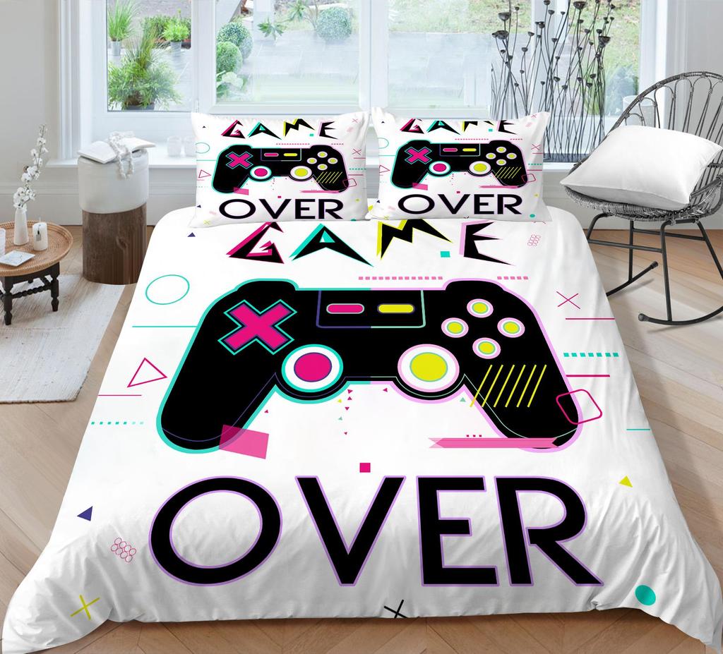 Player Bedding Microfiber Fabric Game Machine Printed Quilt Cover and Pillowcase Are Suitable for Home Decoration of Boys and Men's Game Lovers' Rooms