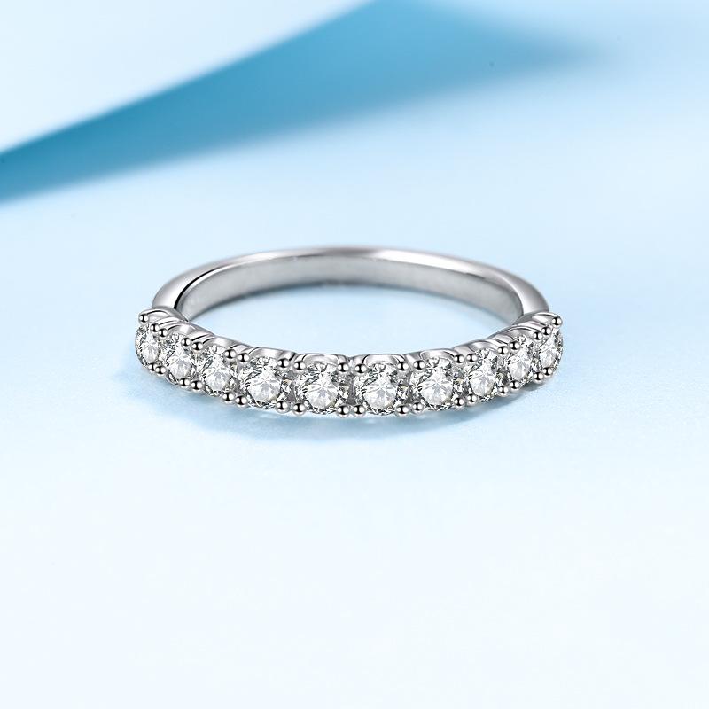 Platinum-Plated Moissanite Princess-Cut Ring In 925 Sterling Silver