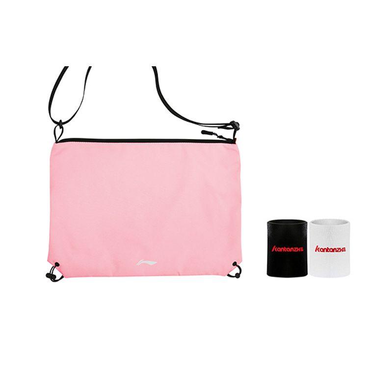 Li Ning Sports Fitness Phone Bag Multifunctional Polyester Crossbody Bag Unisex bags Pink LBKT331-4 Pink+KTZ Random Color Wrist Brace
