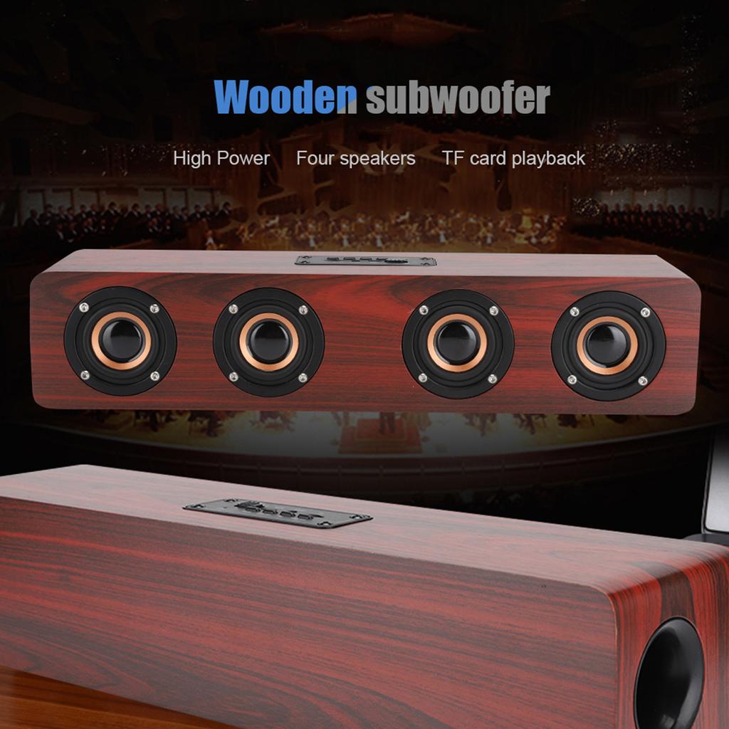 12W W8 Wooden Bluetooth Sound Tyrant TV Speaker Support Plug In Card / FM / Receiving Voice Prompts Wireless Bluetooth Speaker