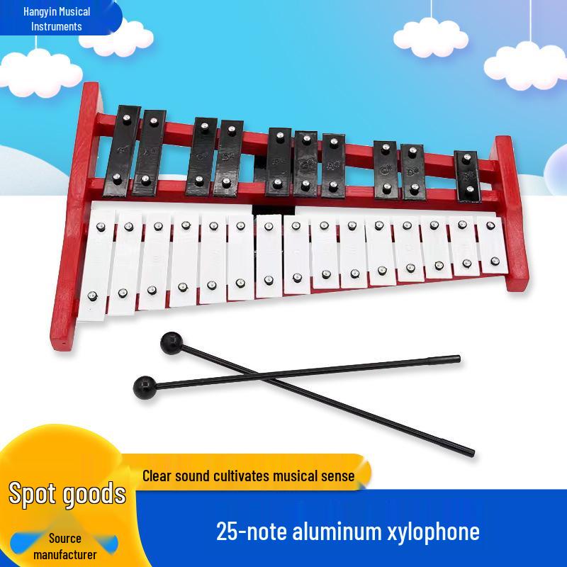 25-Note Aluminum Glockenspiel & Steel Xylophone - Handcrafted Small Orff Instrument 25-Note Aluminum Glockenspiel