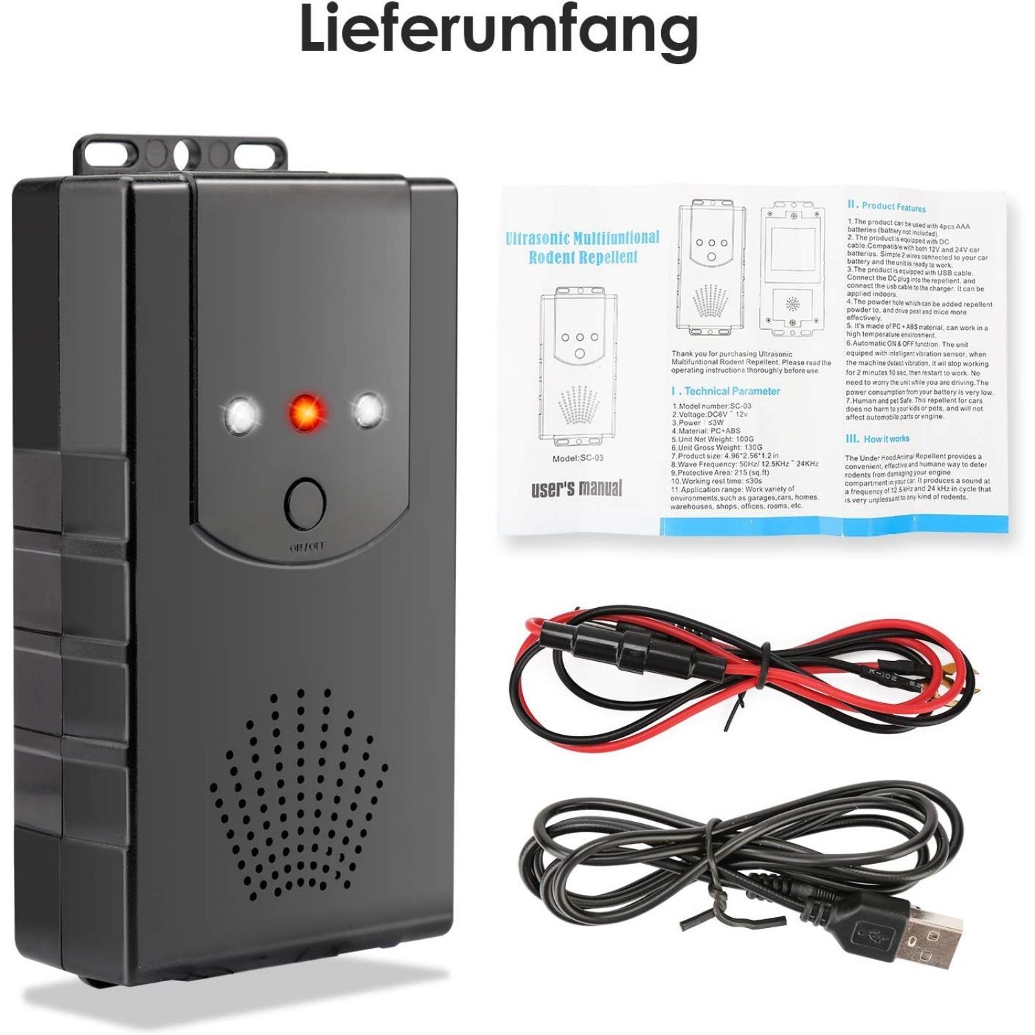 

Автомобиль-отпугиватель куницы, эффективный автомобиль-отпугиватель куницы с функцией ультразвуковой и светодиодной вспышки, с питанием от USB или аккумулятора, подходит для грузовиков и т. д. 13*7.5*7cm чёрный