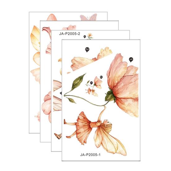 4Pcs Wall Decals Flower Fairy Print Wall Stickers Self-Adhesive Removable