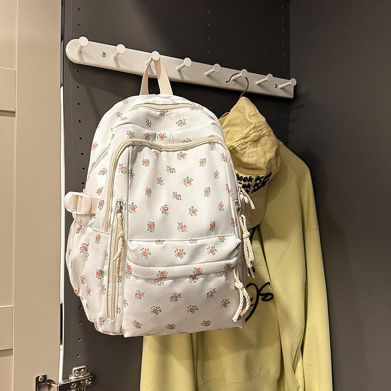 School Bag Fresh Floral New Backpack Japanese Junior High School Students College Style Large Capacity School Bag Casual Versatile Backpack