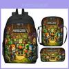 Conjunto de Mochila Escolar Minecraft Com Estampa do Jogo Para Crianças Estudantes