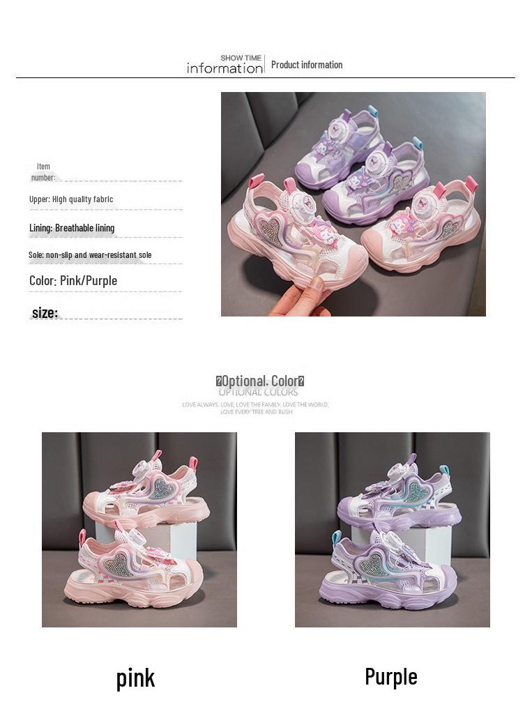Kuromi Girls' Sandals - Spring/Summer 2026: Fast Collaboration Sports Beach Shoes for Big Kids