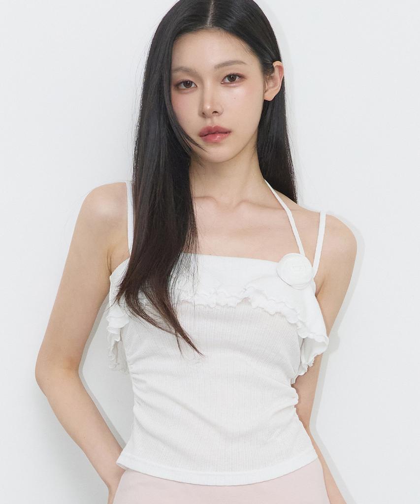 ILLIGO Rose Ruffle Sleeveless White