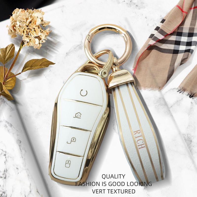Luxurious Golden Edge Remote Key Case Full Cover For BYD DM Tang Song Dmi Max Pro QIn Pro Yuan Ev And Dolphin Car