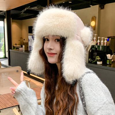 Nový klobouk pro dámskou módu a všestranný klobouk Lei Feng na zimu, větruodolný a teplý plyšový klobouk, zesílený venkovní klobouk s ochranou uší