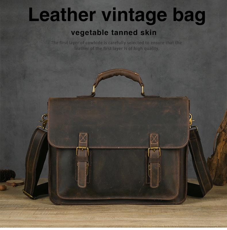 Vintage Pánská taška přes rameno crossbody na notebook z koňské kůže