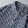 Men's Retro Vertical Stripe Denim Shirt - Spring/Autumn Loose Fit Long Sleeve Jacket