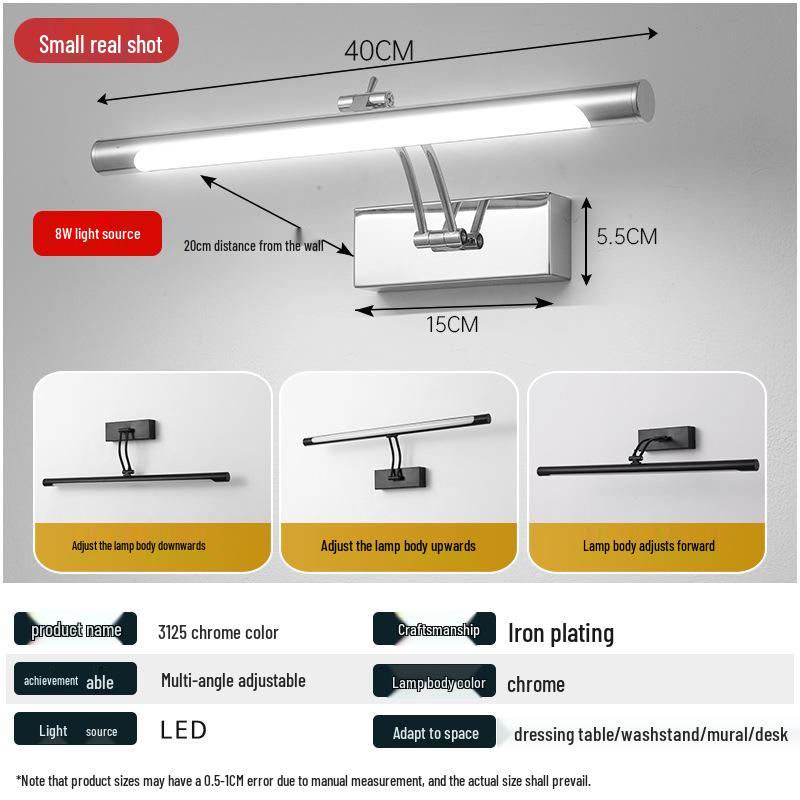 Luce a Specchio LED Telescopica Pieghevole per Armadietto del Bagno o Studio