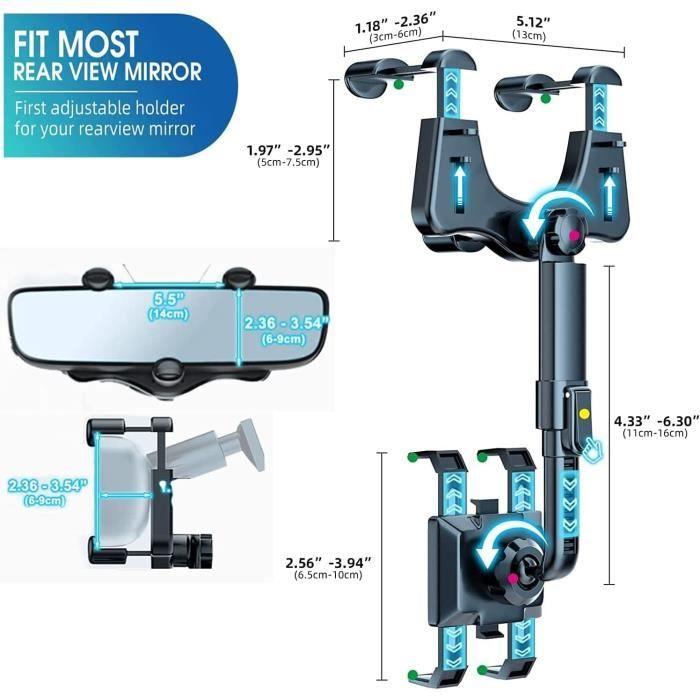 Phone Holder - JYFKINN - Car Rearview Mirror - 360° Rotatable - Multifunctional - Secure