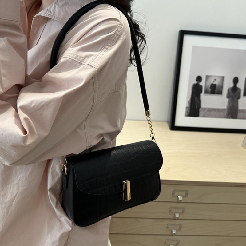 Pure Color Small Square Bag Women's Underarm Bag New Pattern Simple Commute Single Shoulder Handbag Trendy Bag