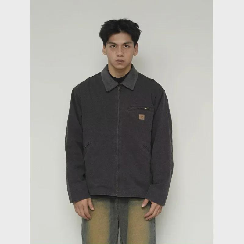 American Retro Lapel Workwear Jacket - Spring/Autumn 2023 Trendy Brand Loose Cotton Top