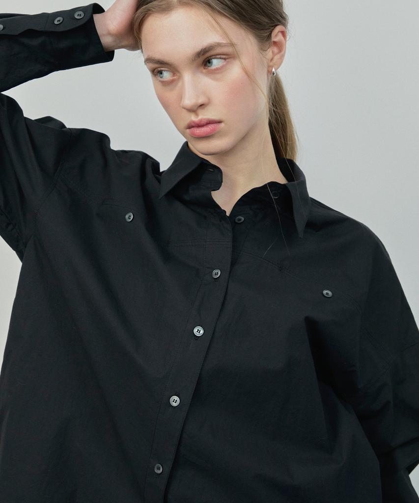 IHR Button Oversized Shirt / Black